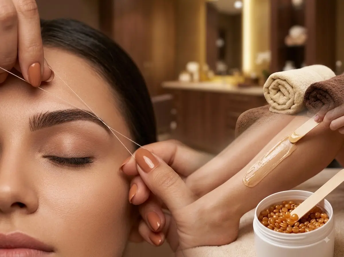 Eyebrow threading and waxing illustration — Shadows Beauty Parlour